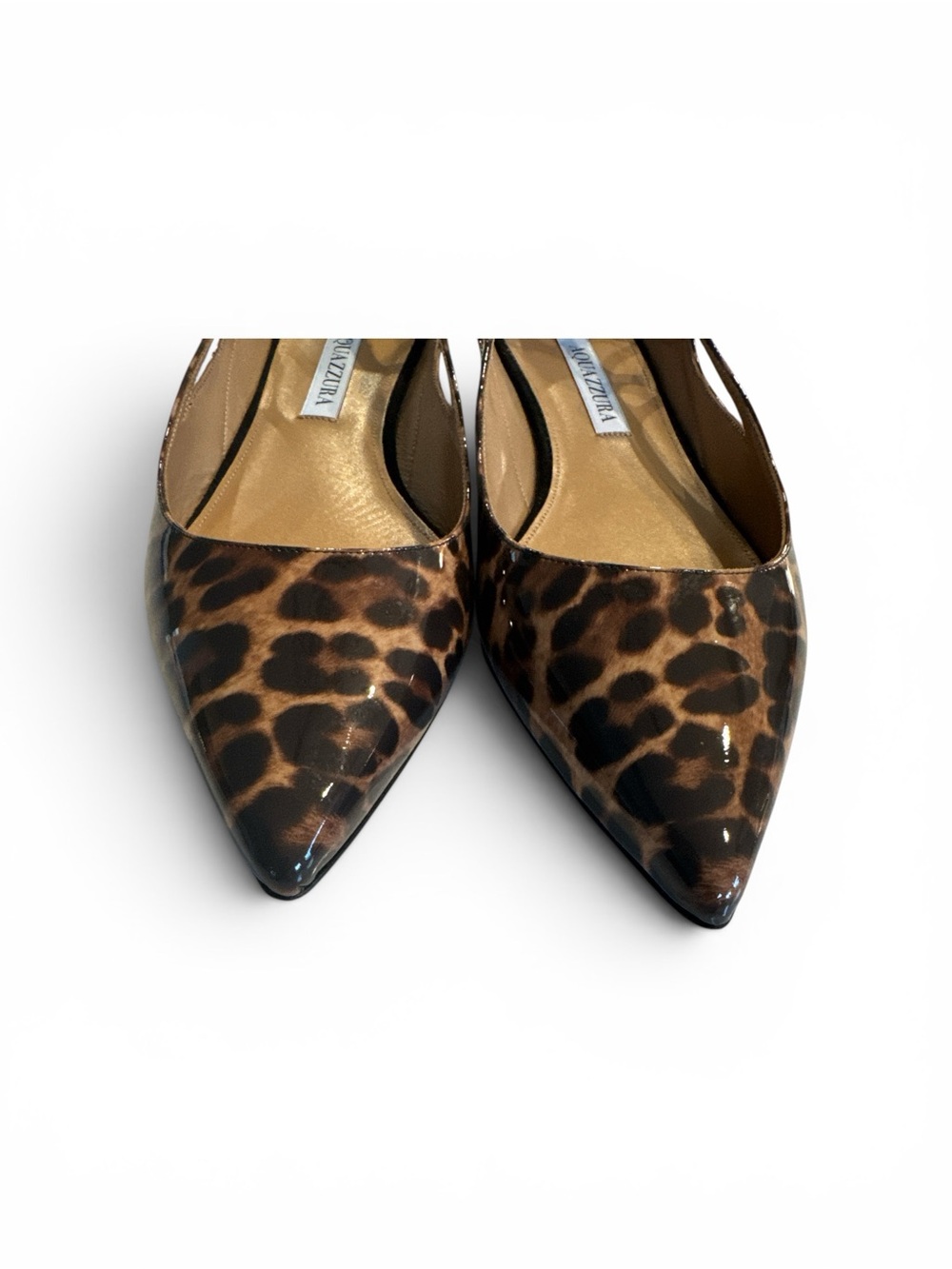Aquazzura Fenix‎ Leopard Print Pointed Toe Slingback Flats - Brown SZ 37.5 - Picture 4 of 7